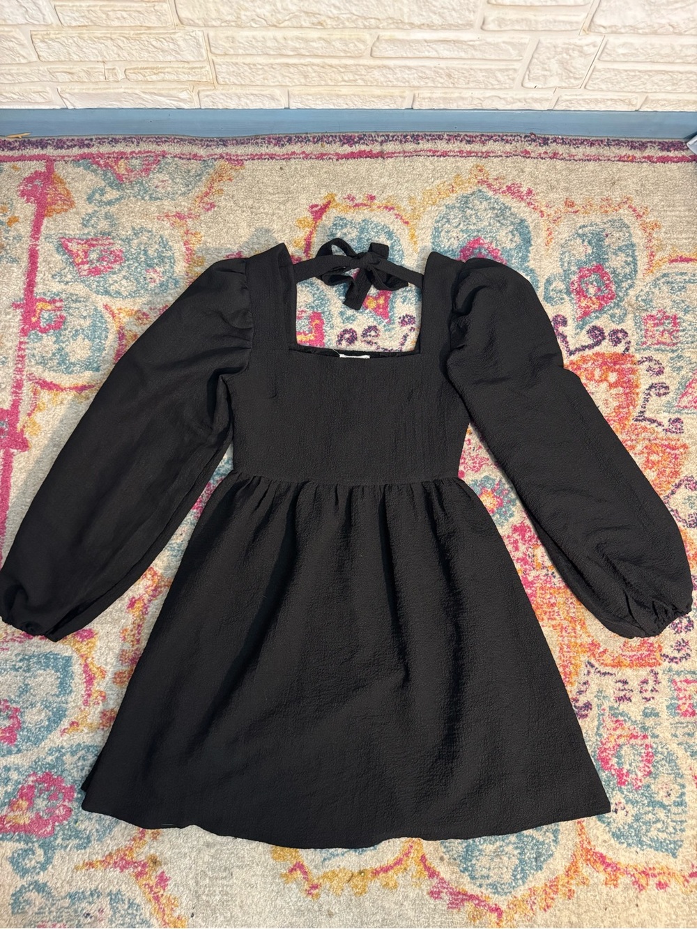 Promesa Black Long Sleeve Square Neck Mini Dress Size M